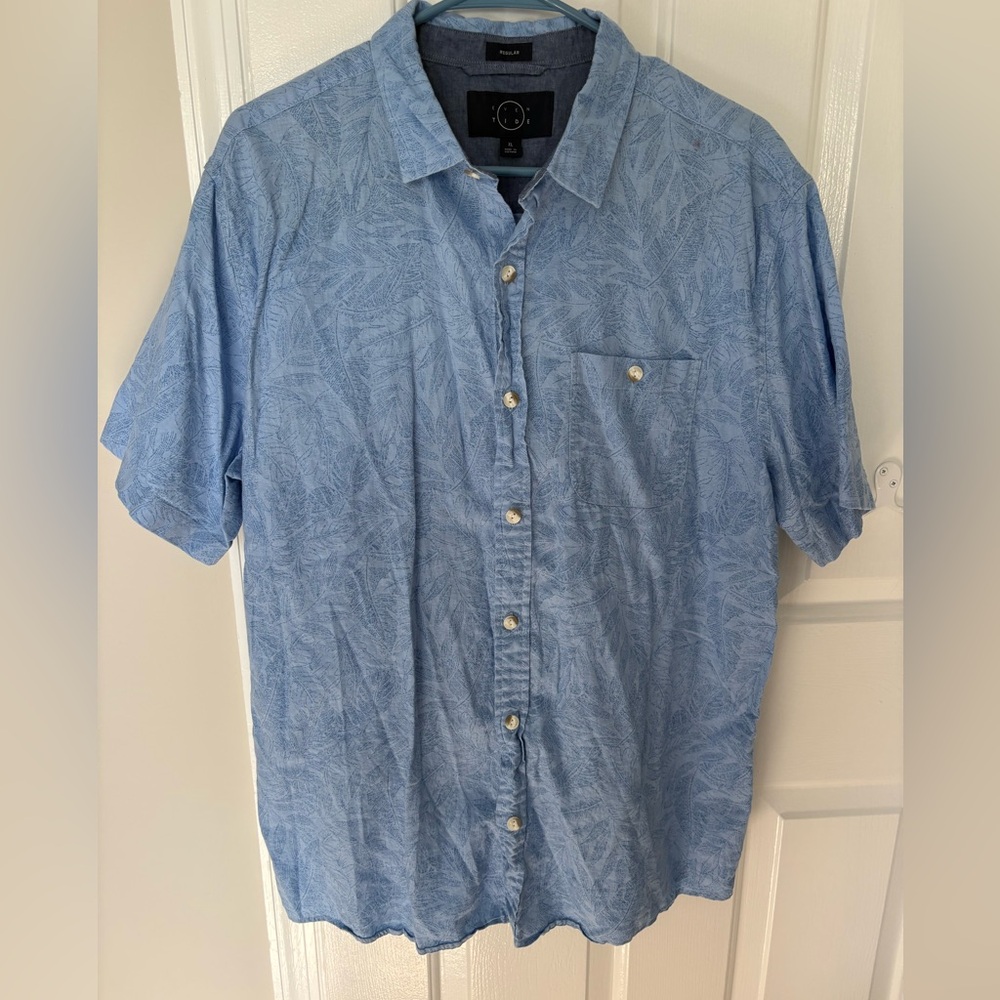 Casual Blue Button-Down Shirt for Men